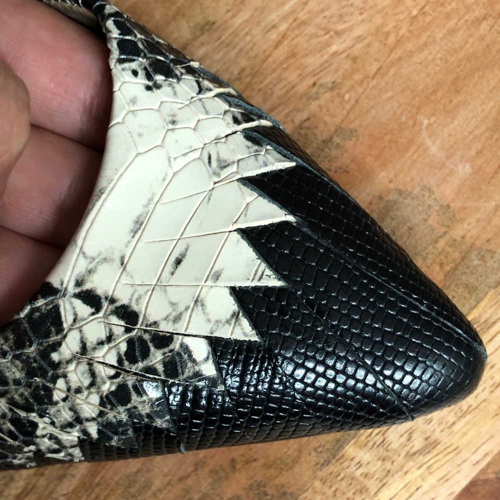 Tory Burch Black & Natural Snake-Print Pointed D'Orsay Flats - Picture 11 of 11